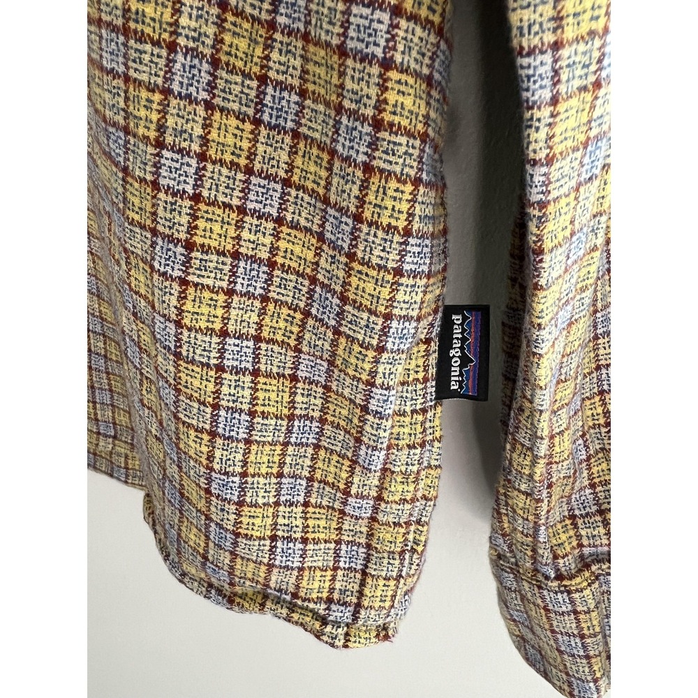 Patagonia Shirt Mens Large Yellow Plaid Organic Cotton Flannel Button Up Casual - Picture 3 of 7